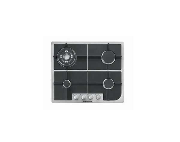 PIANO COTTURA HOOVER HGH 64 SQDX GAS 4 FUOCHI 60 CM GRIGLIE IN GHISA NERO / INOX