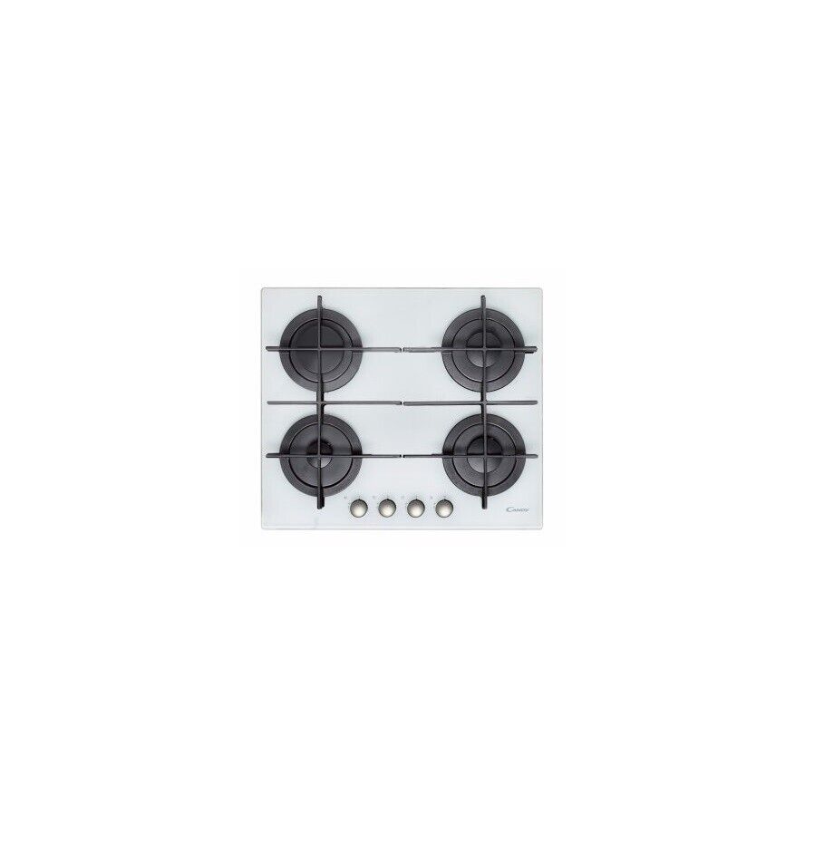PIANO COTTURA CANDY CVG 64 STGB GAS 4 FUOCHI 60 CM VETRO TEMPERATO BIANCO