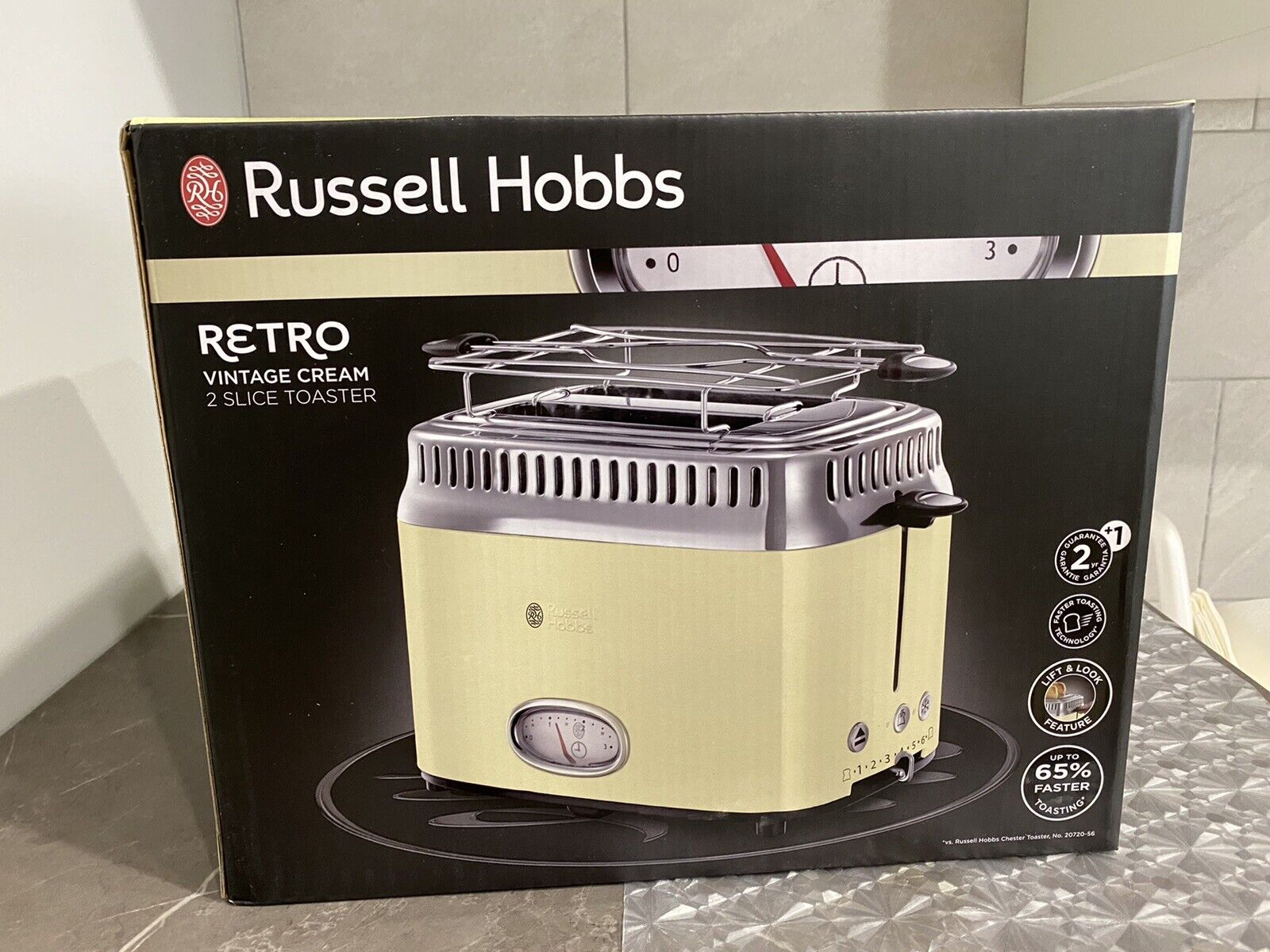 4455956 RUSSELL HOBBS Tostapane New Sigillato Senza Garanzia Toaster Crema Retrò