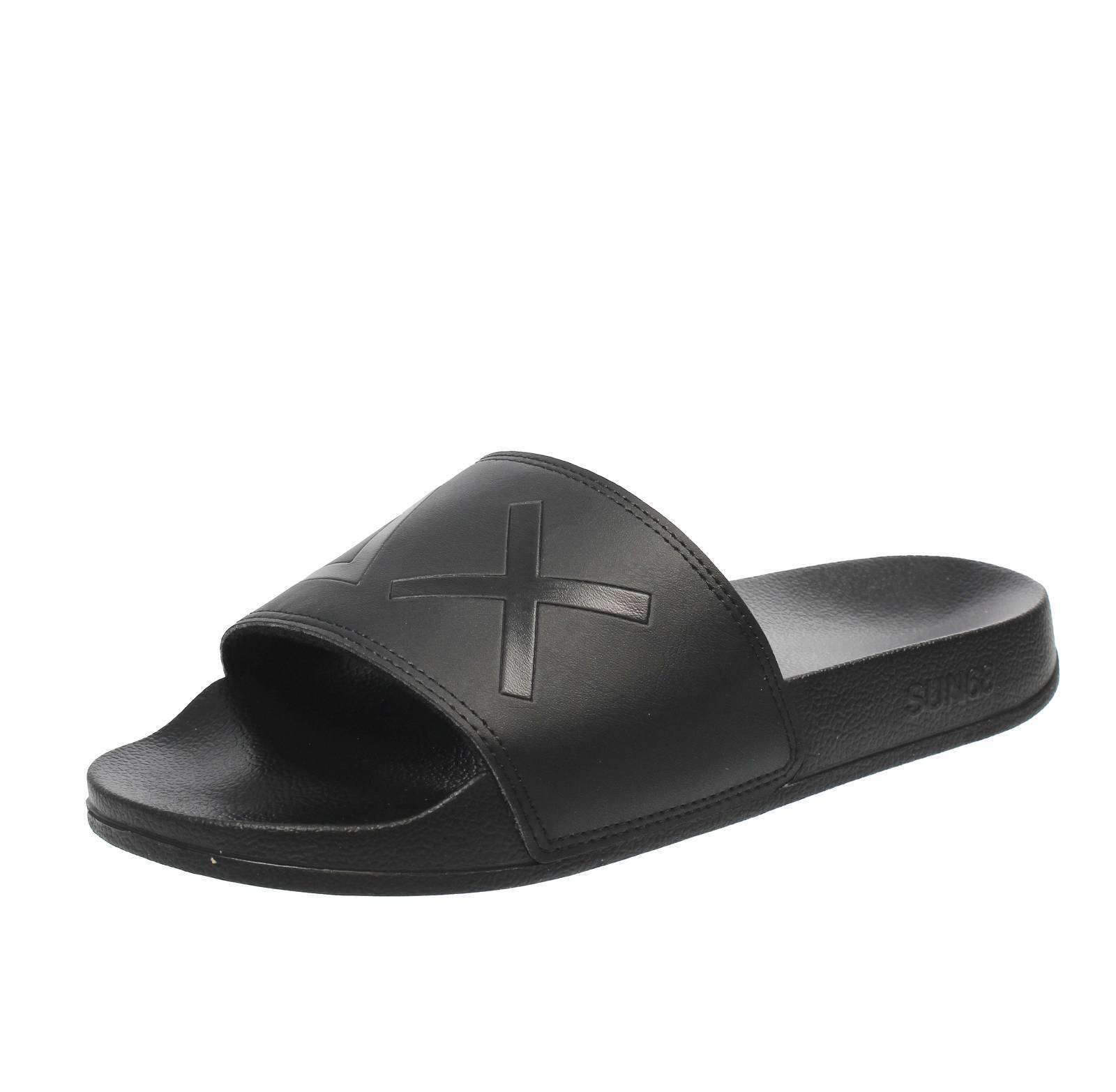 Sun 68 Slippers Logo Nero - Taglia 45 [29.3cm] Scarpe Uomo Ciabatte Fascia