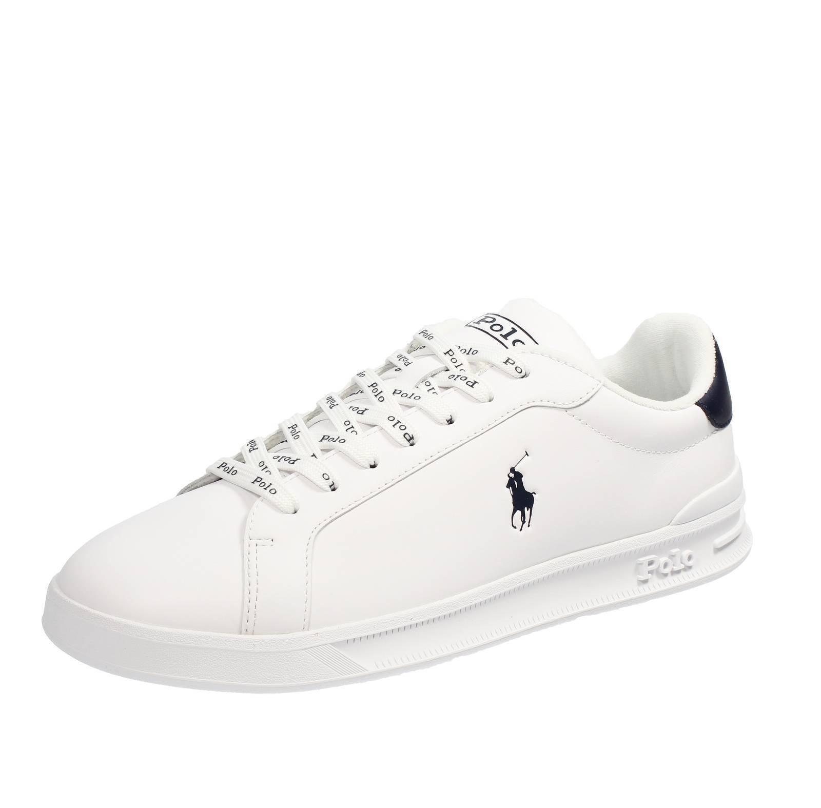Ralph Lauren Heritage Court - Sneakers Basse In Pelle Bianco - Taglia 40 [7 US 2