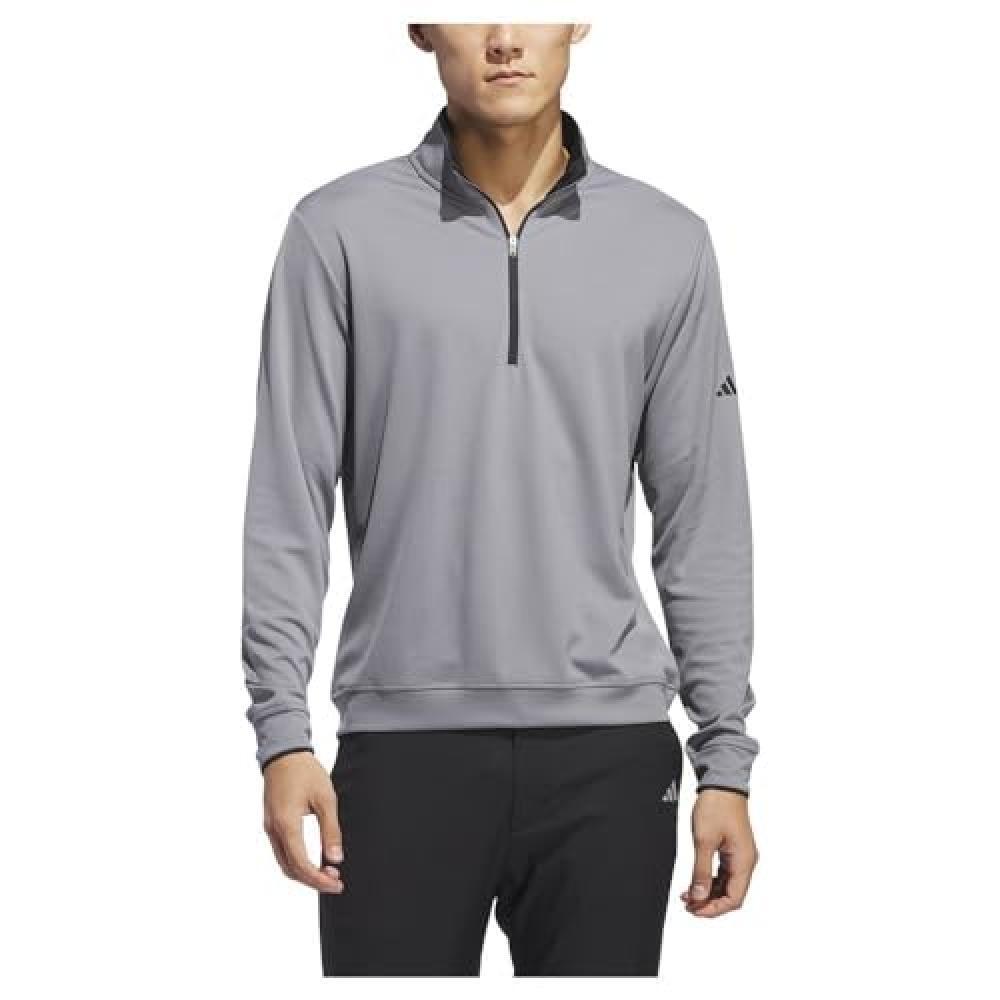 (TG. S) adidas Uomo Lightweight Half-Zip Top, Grey Three, S - NUOVO