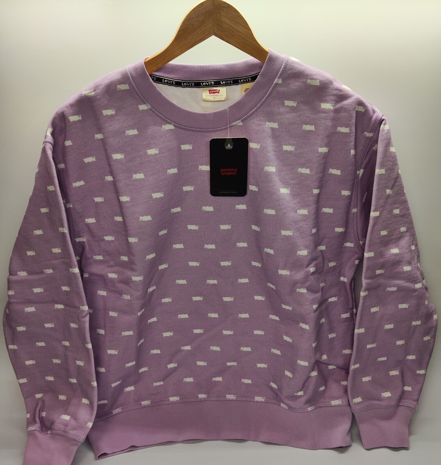 LEVI'S FELPA DONNA LILLA/ROSA SIZE S CON ETICHETTA NEWFAST SHIP 24H