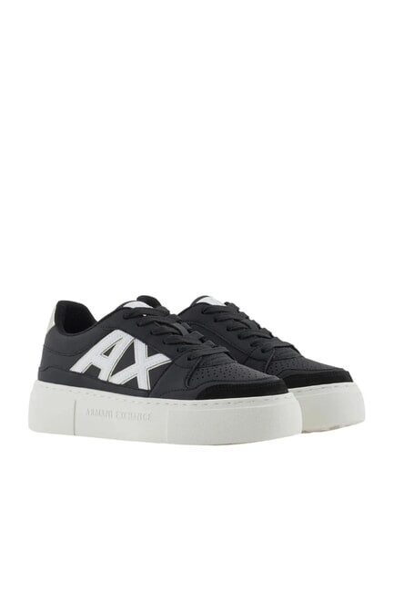 scarpa donna ARMANI EXCHANGE sneaker pelle BLACK+PALE GOLD 38  scelta=P BLACK+PA