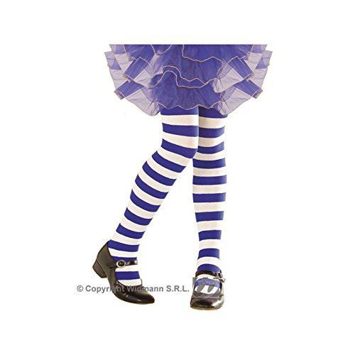 widmann 01236 collant rigati bianco/blu 70 den bambina 4-6 anni