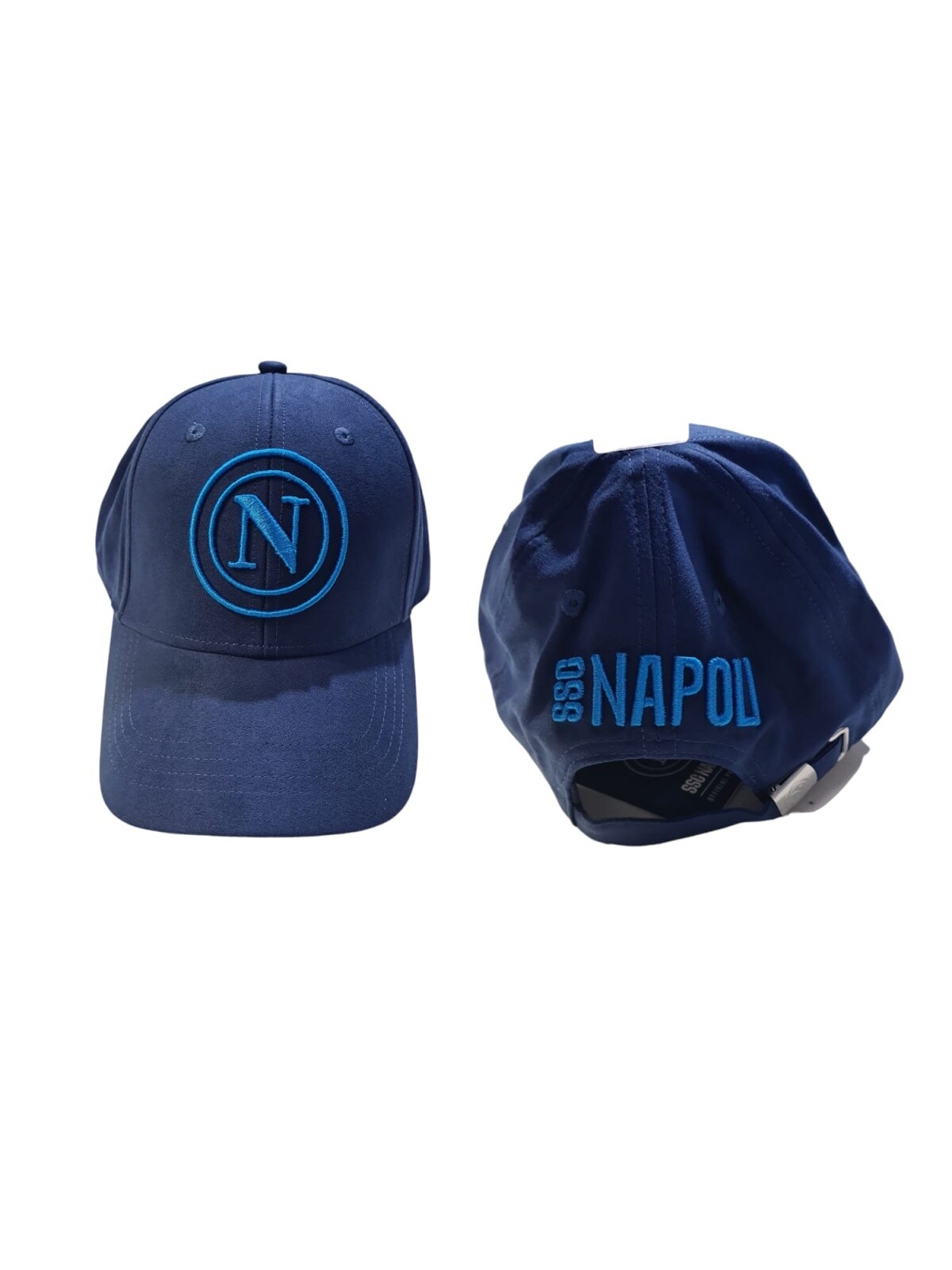 Cappello con visiera nodello baseball in alcantara blu con ricamo tono su tono s