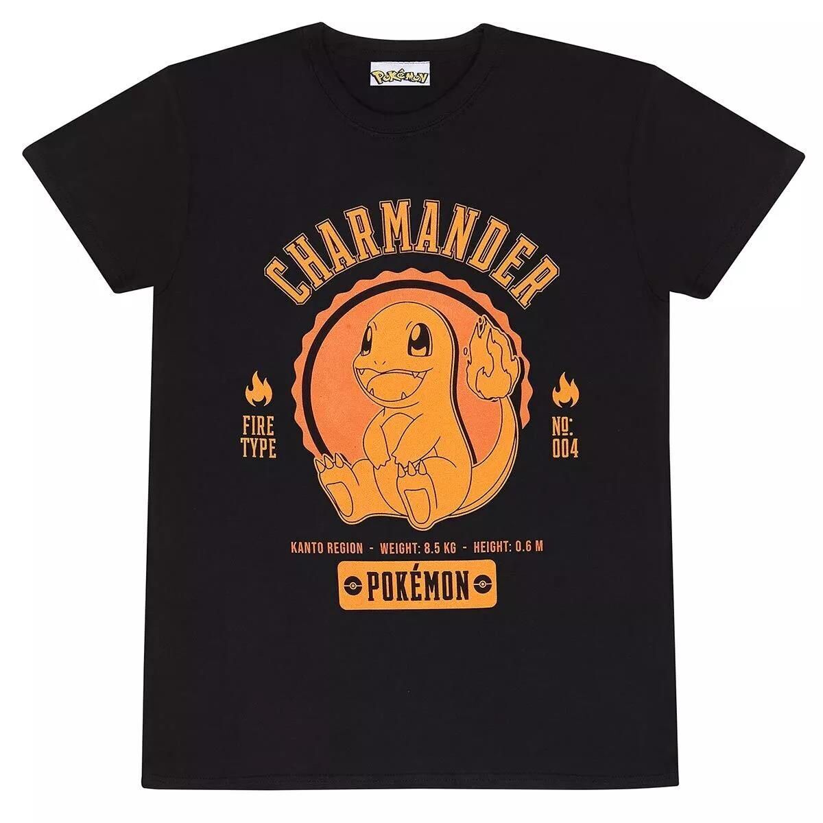 Abbigliamento Pokemon: Collegiate Charmander Black (T-Shirt Unisex Tg.S)