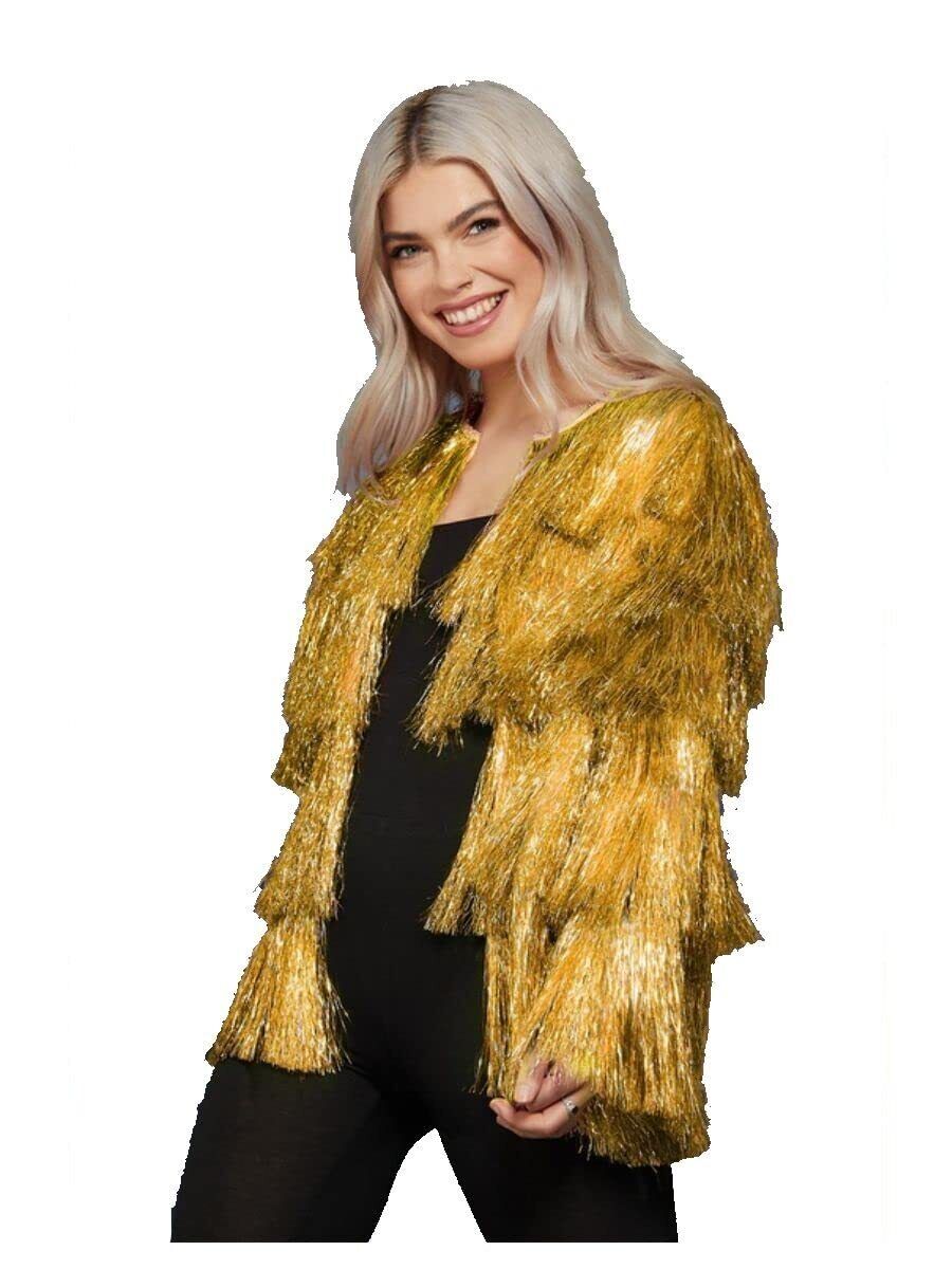 Smiffys Fever Tinsel Festival Jacket, Gold (Size L-X1)