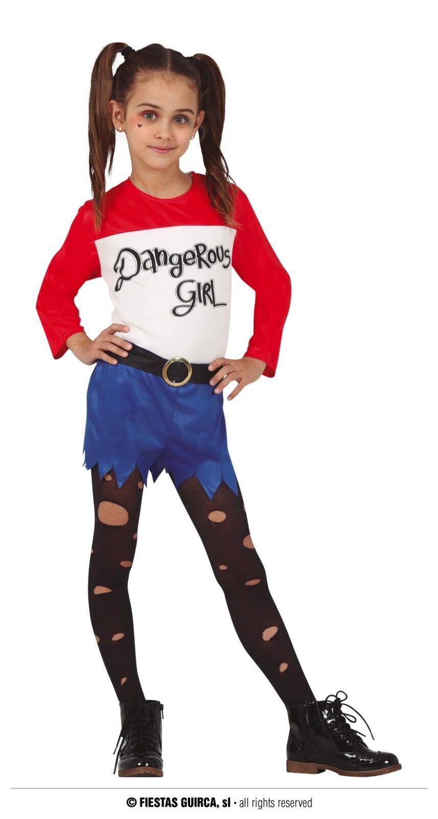 Costume Cosplay Harley Queen Rossoblu Rock Diva Halloween Joker anni 10/12 anni