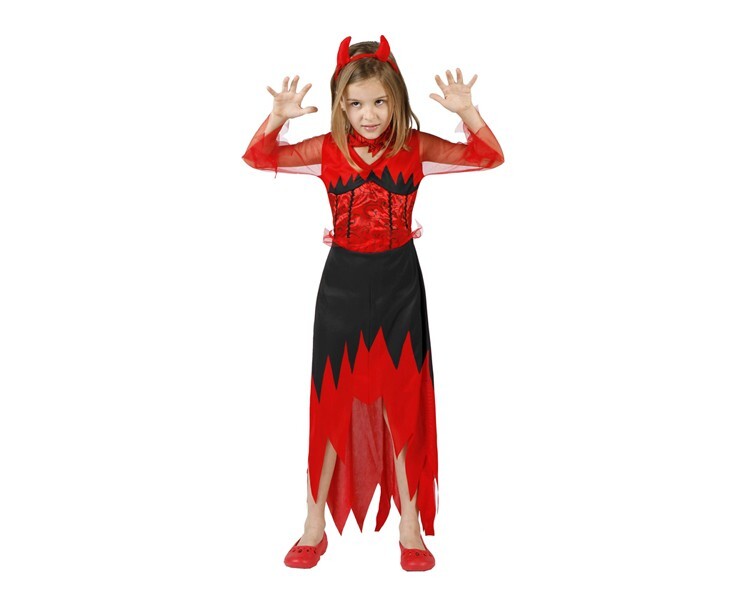 Costume diavola bambina taglia 5/6 anni Halloween abito rosso diavolessa