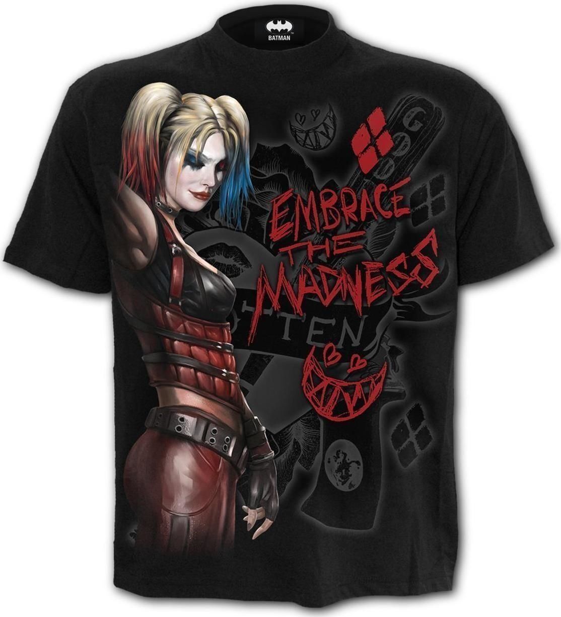 Abbigliamento Spiral: Harley Quinn - Embrace Madness - Front Print T-Shirt Black