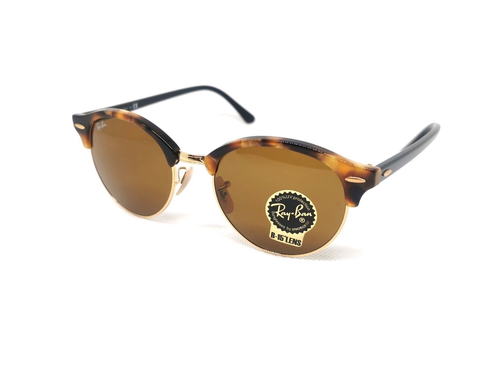 Ray-Ban 4246 CLUBROUND 1160 51◻19 | Occhiali da sole havana rotondi | Lenti B-15