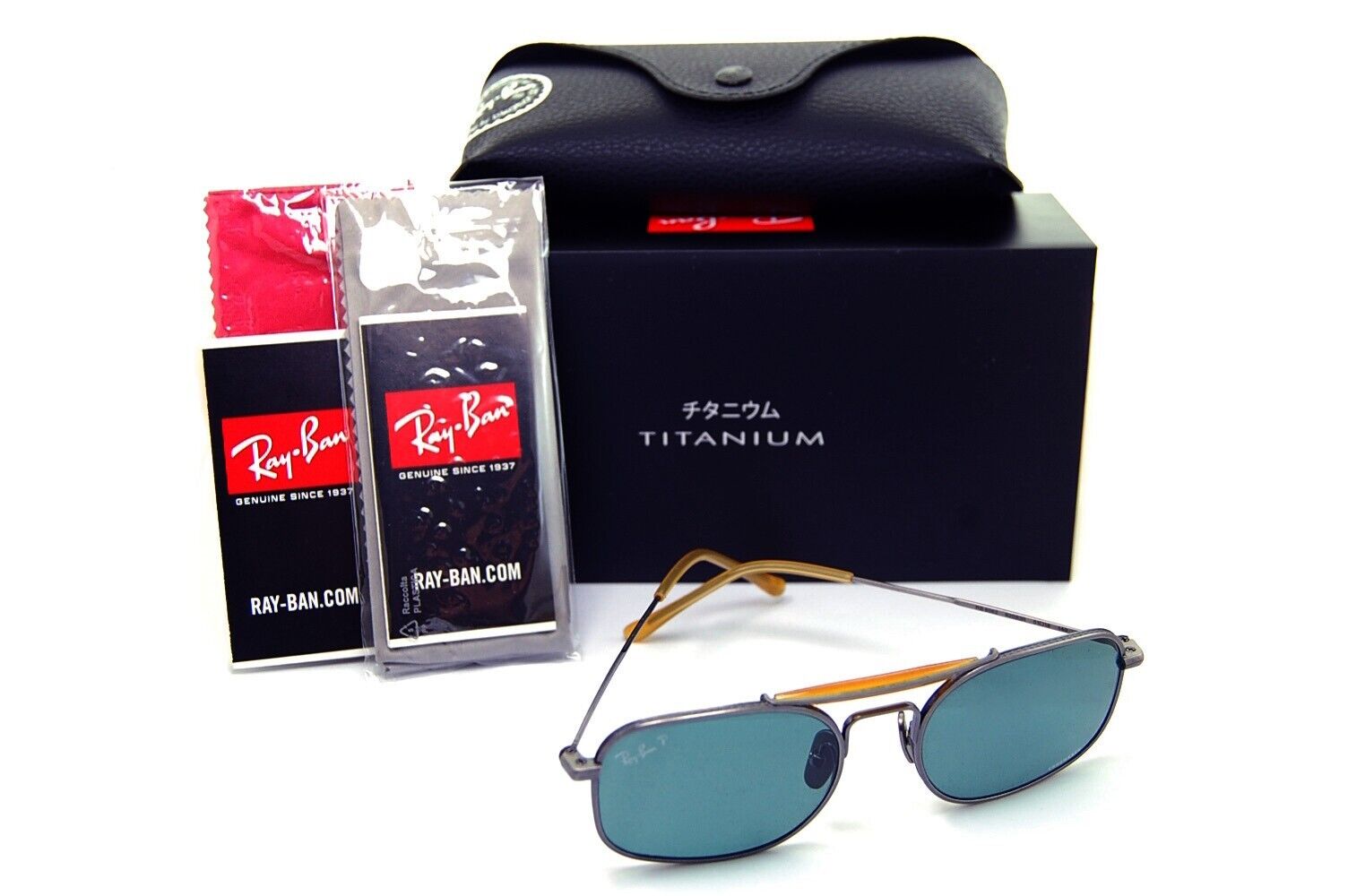 Ray-Ban TITANIUM Chromance Polarizzati Sole RB8062 92083R 51mm Peltro Blu