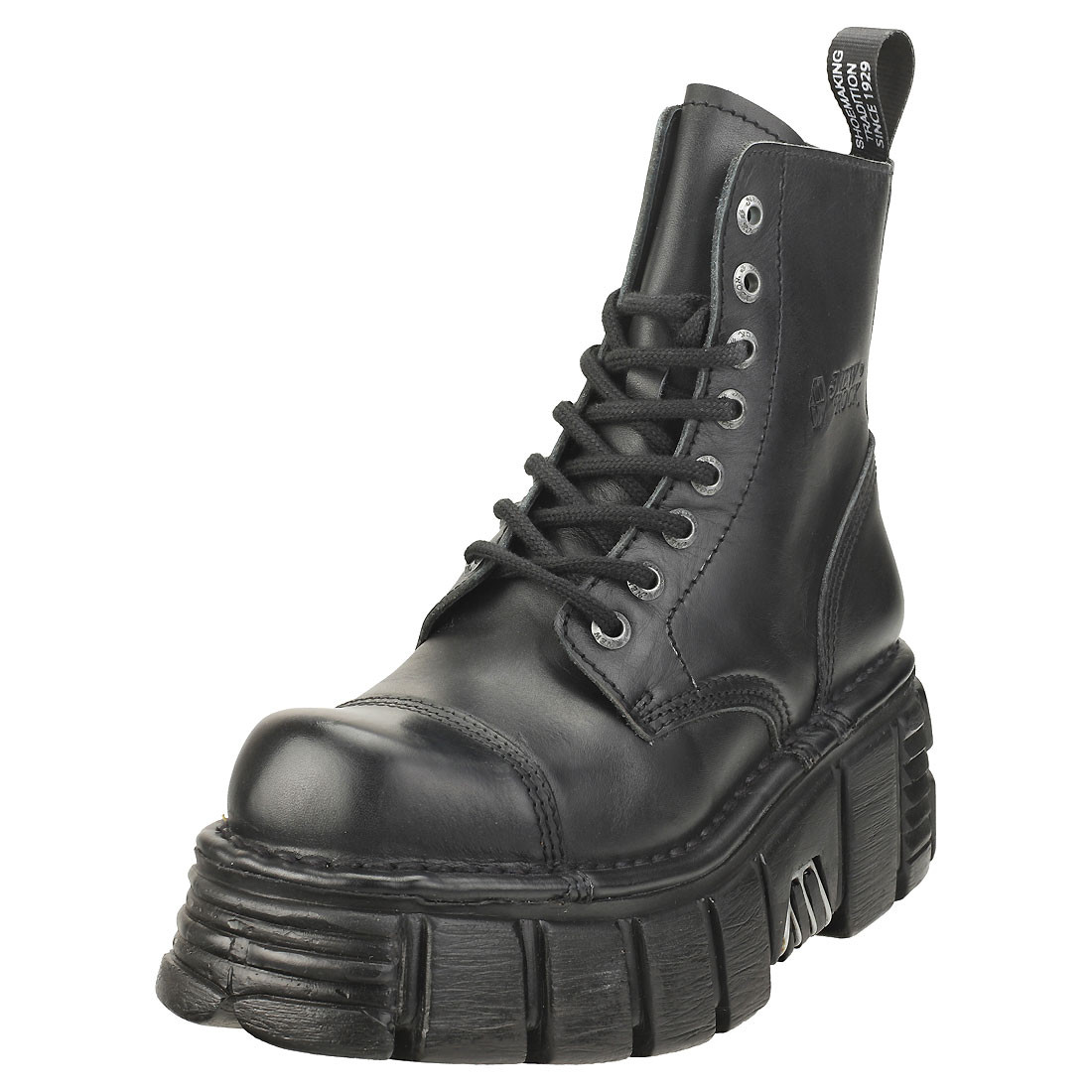 New Rock Metallic M-NEWMILI083-S39 - Stivali Platform in Pelle Neri Unisex 42 EU