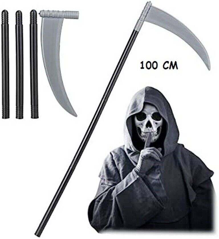 CARNEVALE HALLOWEEN FALCE MORTE SCYTHE DEATH 100 CM SMONTABILE