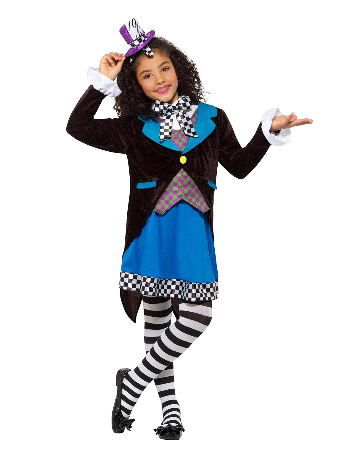 Smiffys Deluxe Little Miss Hatter Costume, with Dress, Mul (Size L)