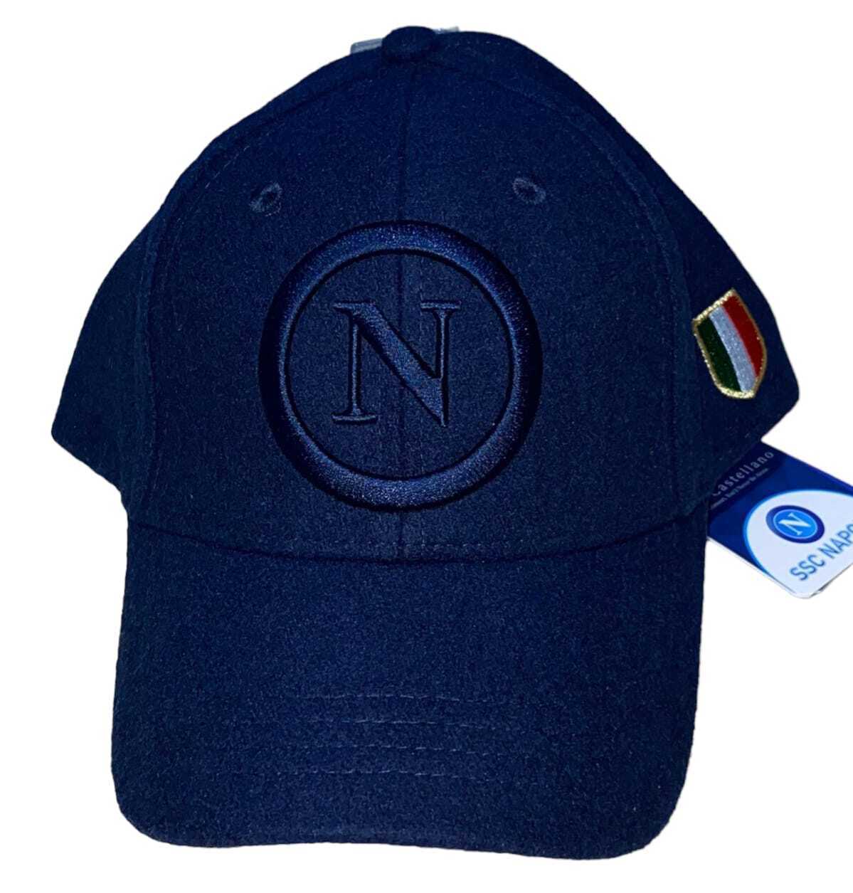 Cappello baseball feltro blu con logo blu e scudetto ssc napoli