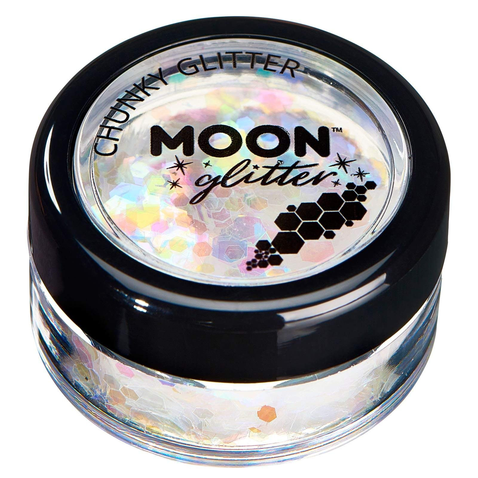 Smiffys Moon Glitter Iridescent Chunky Glitter, White