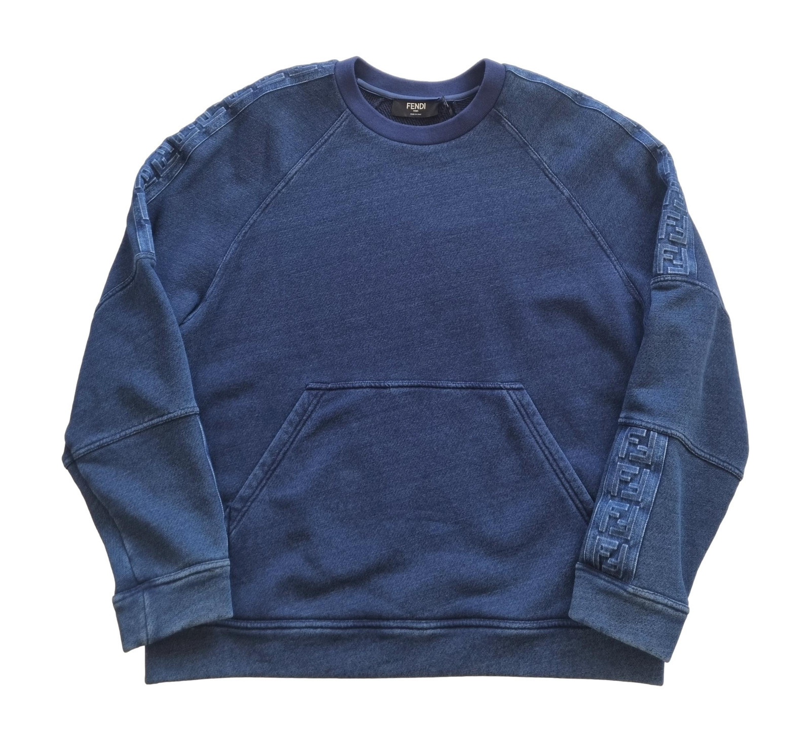 FENDI felpa girocollo in misto cotone uomo  FPMGAB680 colore denim TG.L