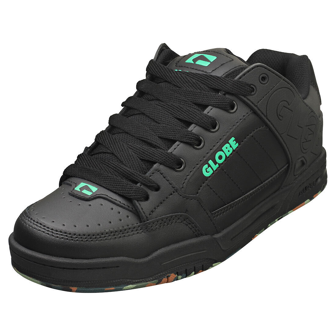 Globe Tilt Uomo - Sneakers da Skate in Pelle e Sintesi Nero Verde - 42 EU