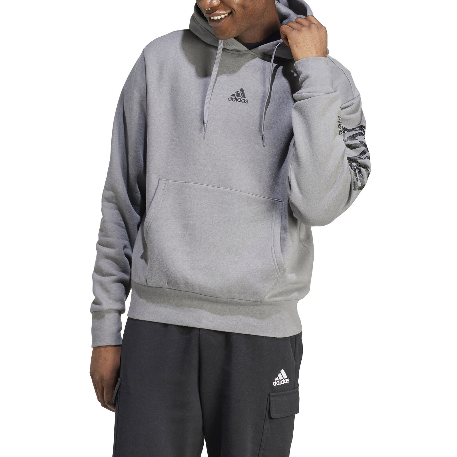 Adidas Felpa con Cappuccio Graphic Grigia Taglia S Codice IW0086