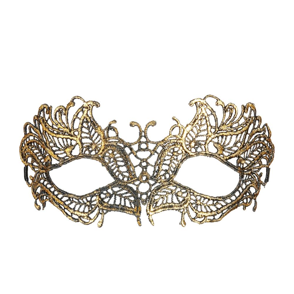 MASCHERA IN PIZZO ANTICO ORO ACCESSORI TRAVESTIMENTO COSTUMI CARNEVALE - 04761