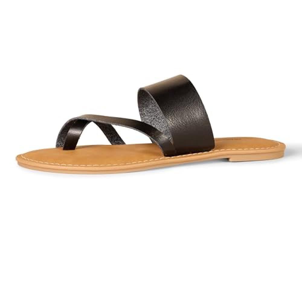(TG. 39.5 EU) Amazon Essentials Sandalo Infradito Monofascia Donna, Nero, 39.5 E