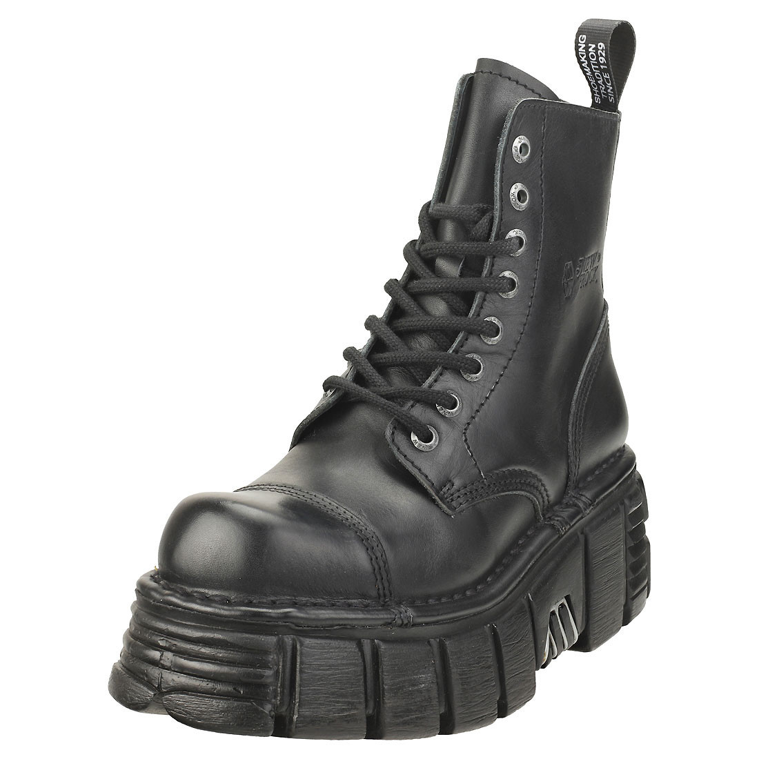 New Rock Metallic M-NEWMILI083-S39 - Stivali Platform in Pelle Neri  - 39 EU