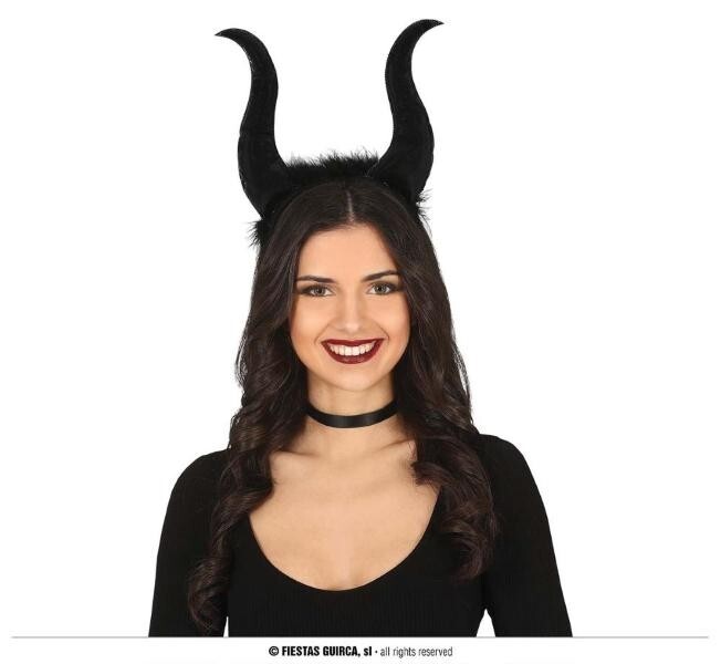 CARNEVALE HALLOWEEN CERCHIETTO MALEFICA CORNA HORNS HAIRBAND MALEFICENT 24202