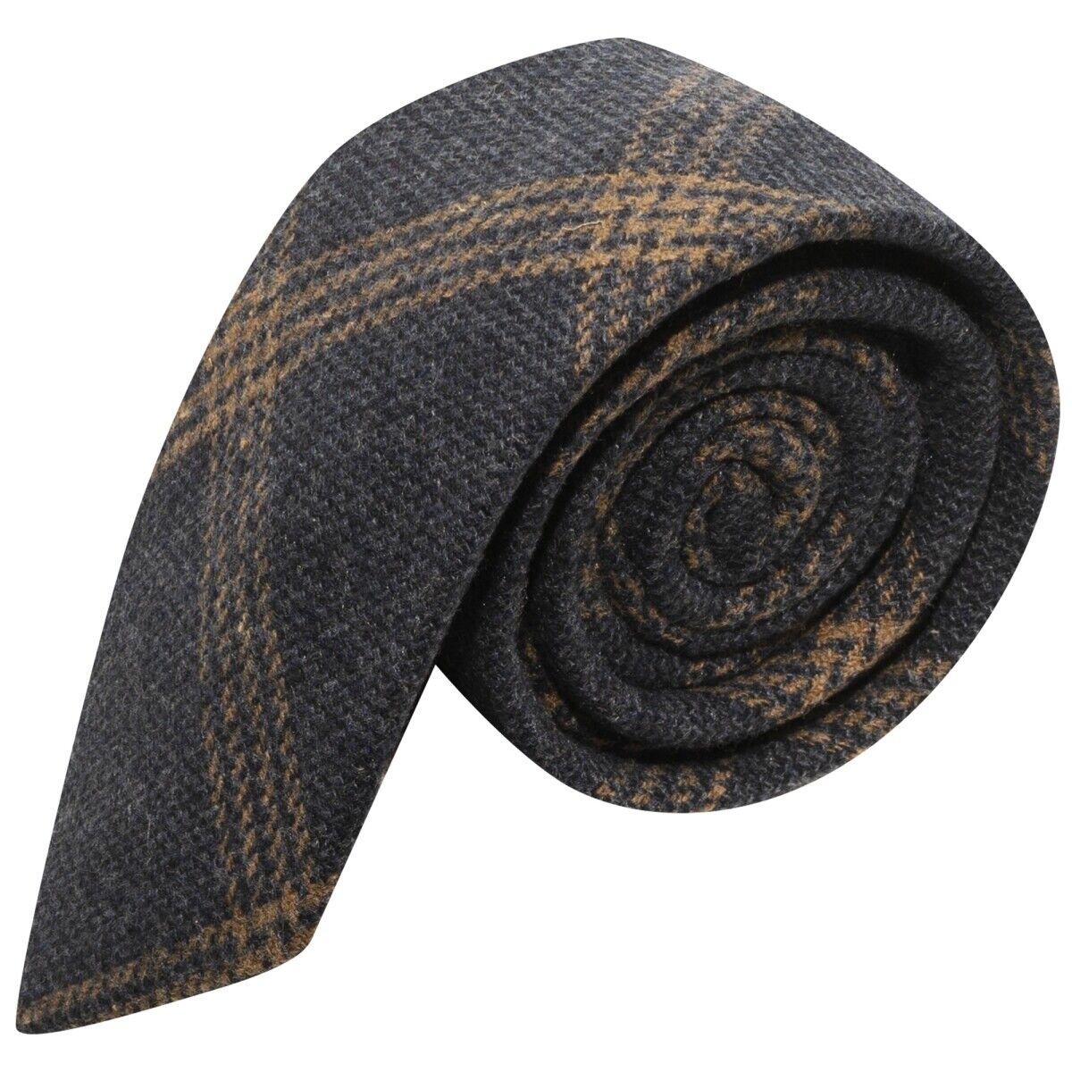 Blu Denim & Arancione Birdseye Tessere Quadri Cravatta