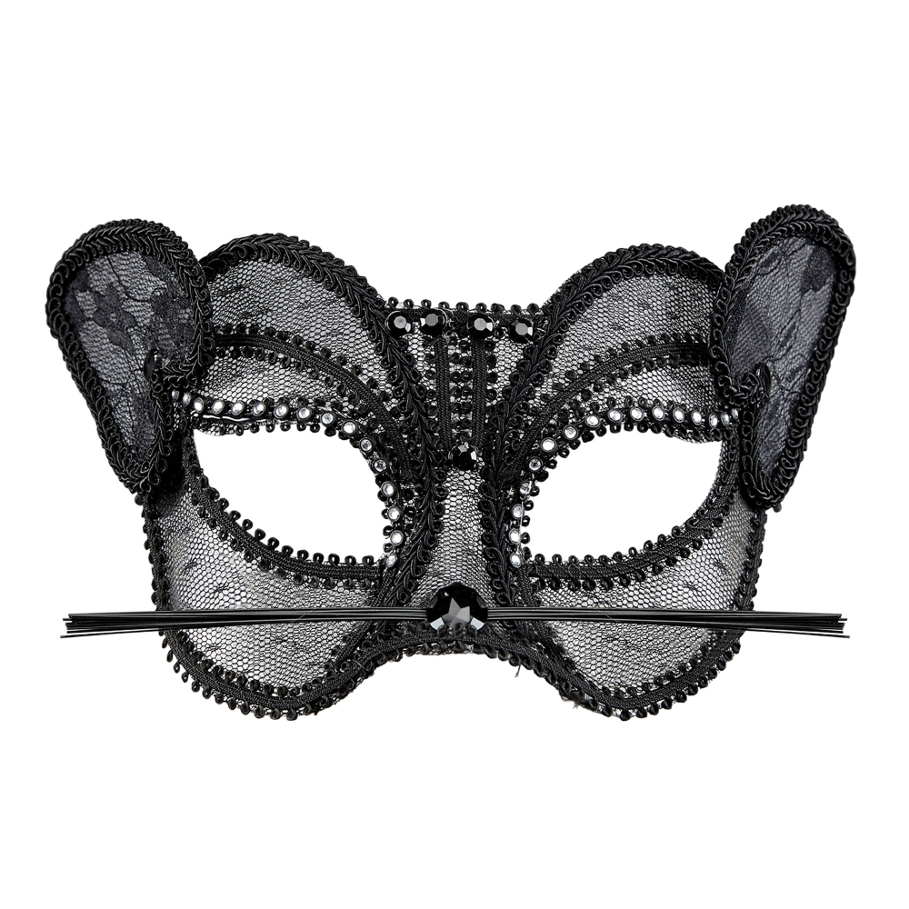 MASCHERA PANTERA IN PIZZO E STRASS ACCESSORI TRAVESTIMENTO COSTUMI CARNEVALE
