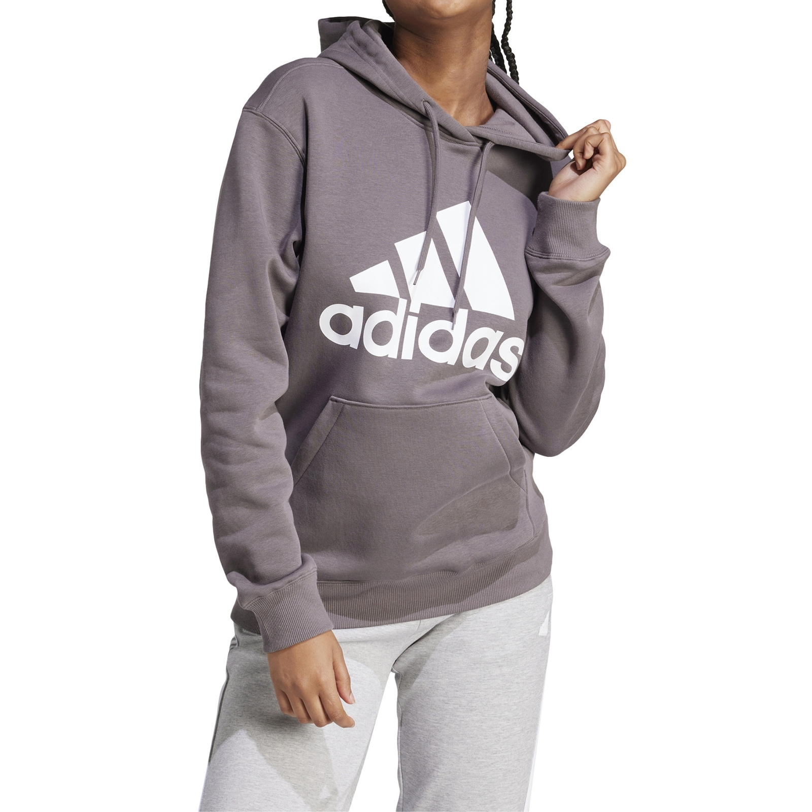 Adidas Felpa da Donna con Cappuccio Essentials Big Logo Marrone Taglia XS Cod...