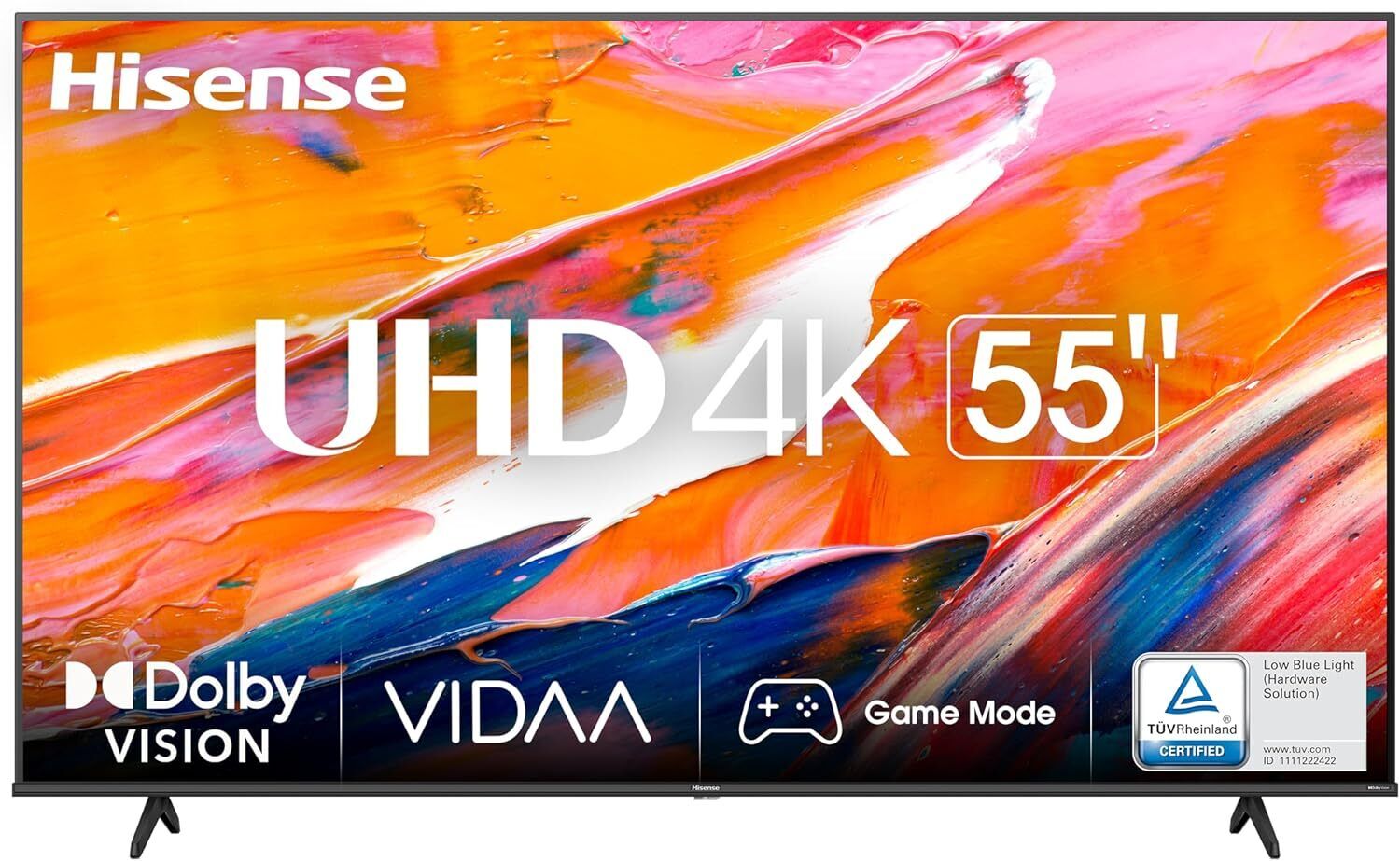 TELEVISIONE HISENSE 55" UHD 4 K 55A6KSMART TV VIDAA , DOLBY VISION HDR10+ NERO