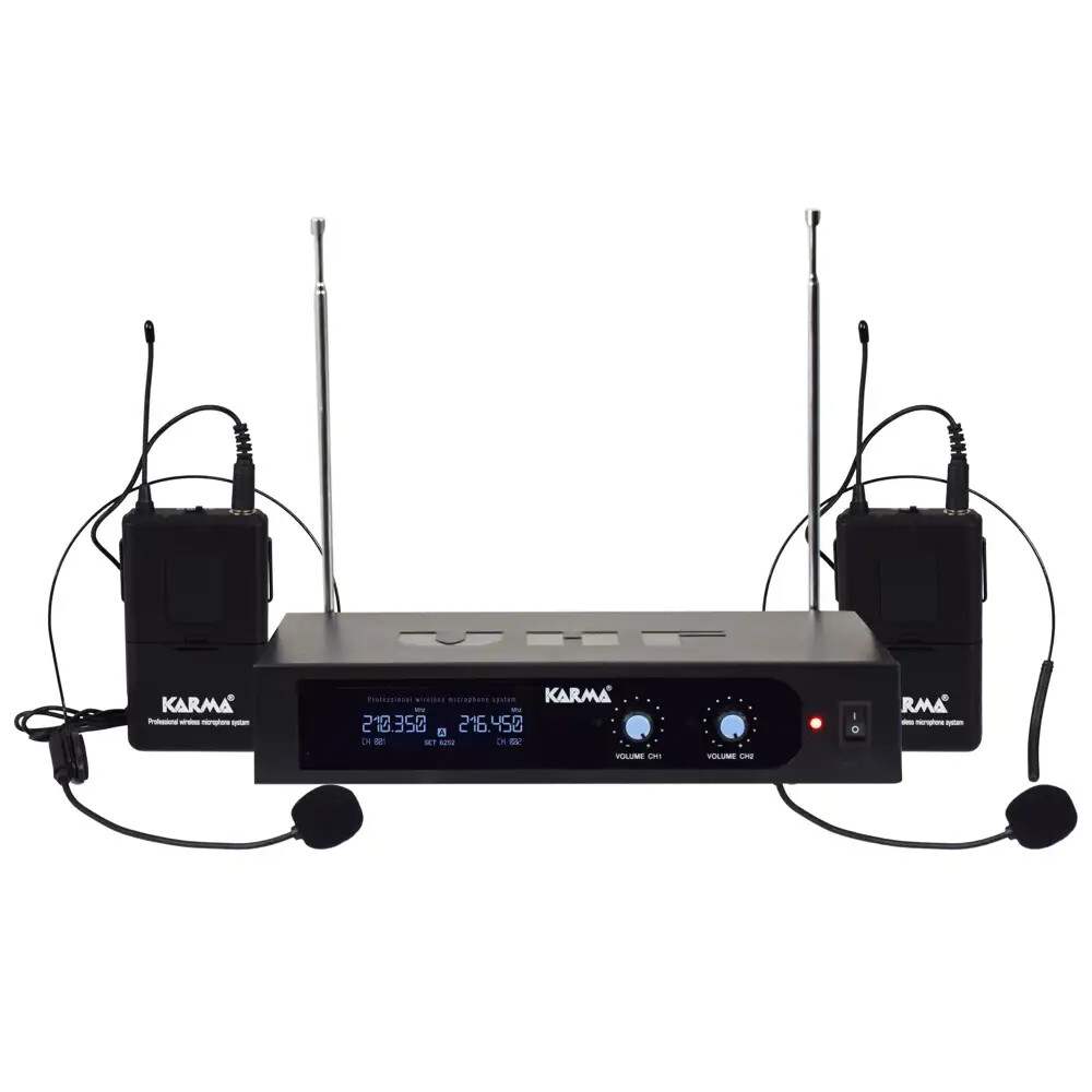 KARMA SET 6252LAV-A base e 2 radiomicrofoni ad archetto x animatori presentatori