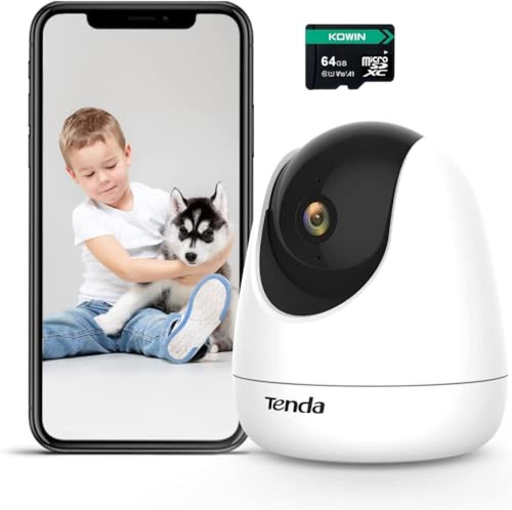 Tenda Telecamera WiFi Interno CP3 con 64GB Micro SD, Videocamera Sorveglianza In