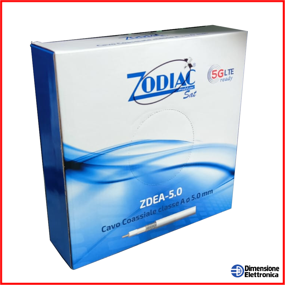Cavo Tv Antenna Satellite Coassiale Filo Zodiac Sky 5G Lte Digitale classe A 5mm