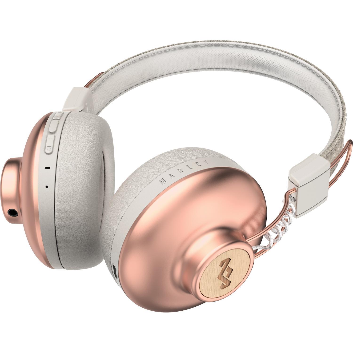 Cuffia Bluetooth Marley Positive JH133CP con      microfono colore bianco rame