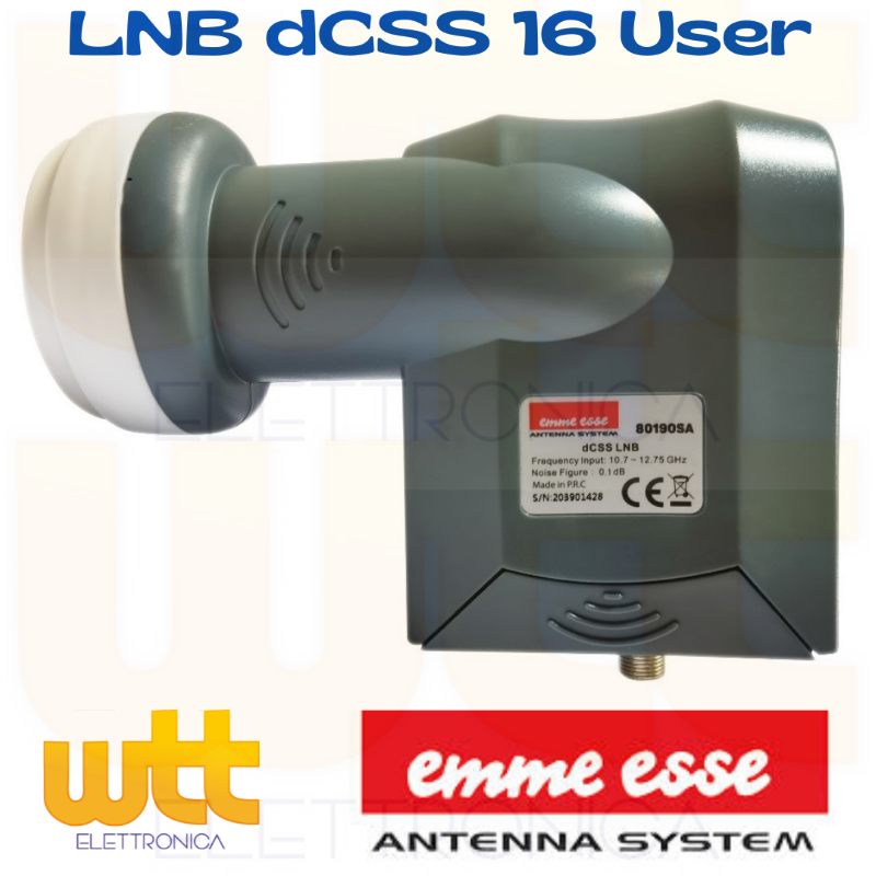 ILLUMINATORE LNB dCSS/QUAD SCR 16 CANALI,COMPATIBILE SKY-Q, 4K, TIVUSAT EMMESSE