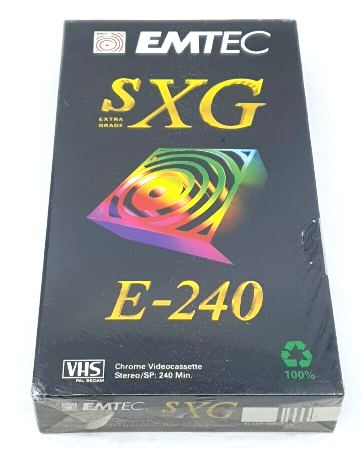 Videocassetta VHS EMTEC SXG Extra Grade E-240 Nuovo di zecca e sigillato in...