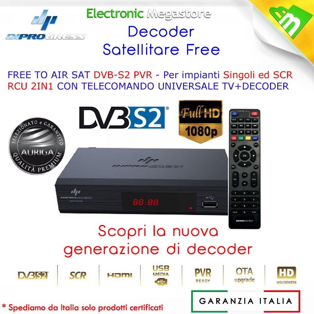 Ricevitore Digitale Satellitare DVB-S2 HD con funzione PVR USB e telecomando