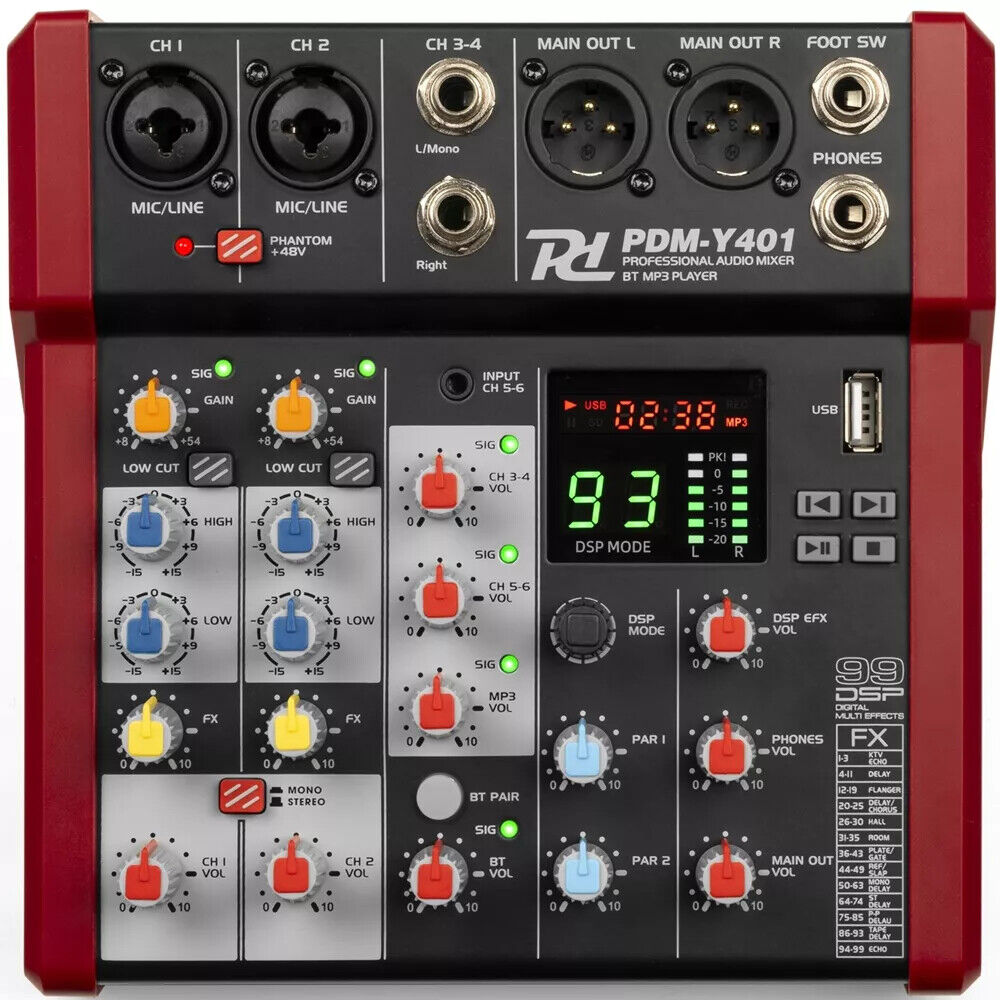 POWER DYNAMICS PDM-Y401 Mixer live studio digitale 4 canali BT lettore mp3 usb