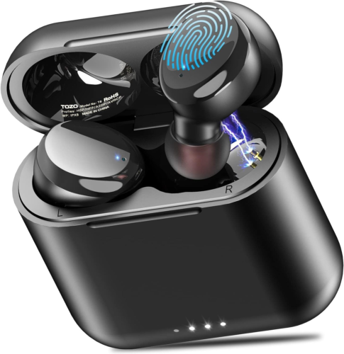 TOZO T6 Cuffie Bluetooth, Auricolari Bluetooth 5.3 con HD Microfoni, BLACK