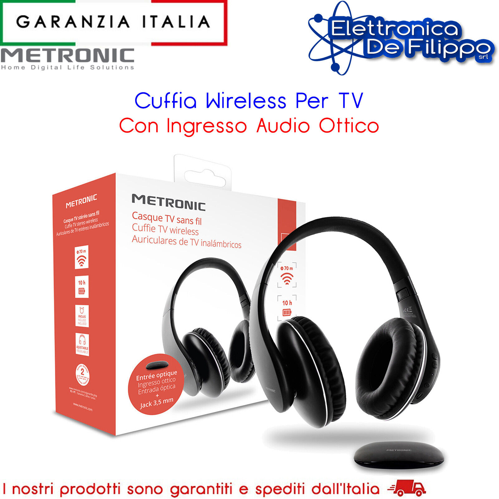 Cuffia Wireless Per TV Con Ingresso Audio Ottico