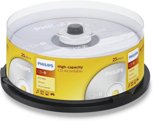 Philips CR8D8NB25/00 CD-R, 90 minuti, 800 MB, Confezione da 25 Pezzi 25er