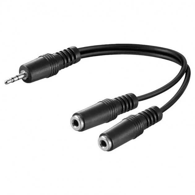 Cavo Audio Sdoppiatore Jack 3.5mm 1Maschio>2Femmine 20 cm, x 2 cuffie o casse