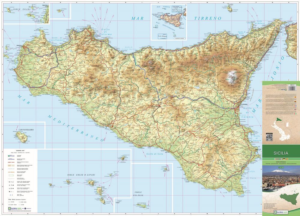 Libri Sicilia. Carta Stradale Della Regione 1:325.000 (Cm 96X69)