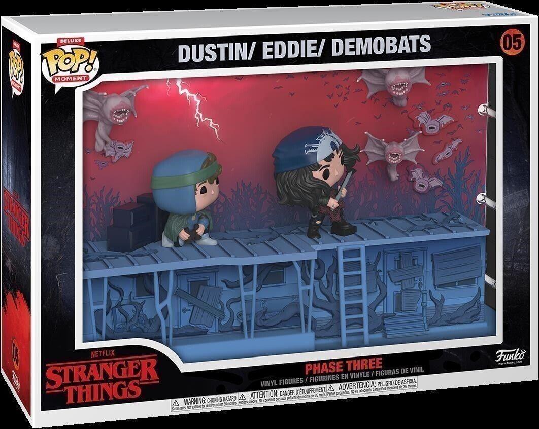 Stranger Things: Funko Pop! Moment Deluxe - Dustin/Eddie/Demobats - Phase Three
