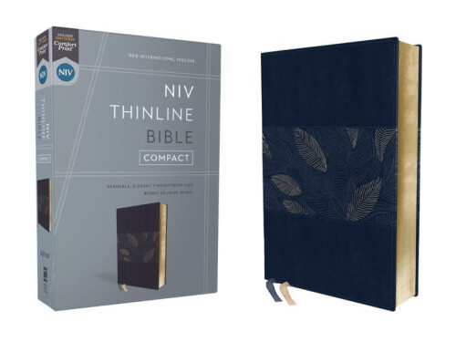 Niv, Thinline Bible, Compact, Leathersoft, Blue Floral, Red Letter, Comfort