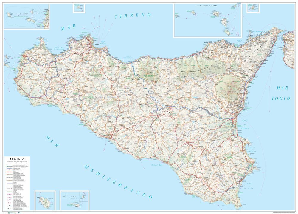 Libri Sicilia. Carta Stradale Della Regione 1:250.000 (Carta Murale Plastificata