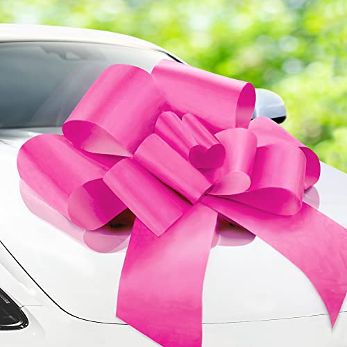 Zoe Deco Fiocco Per Auto Grande (Rosa, 76 Cm / 30") Con 2 Fiocchi Accessori In Oro, Regali Giganti, Festa Per Ragazze, Ricevimento Di Nozze, Compleann
